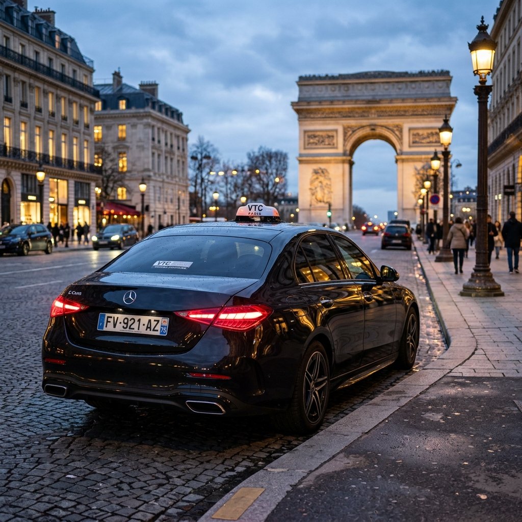 Mercedes-Benz Classe C noire, berline standard moderne VTC